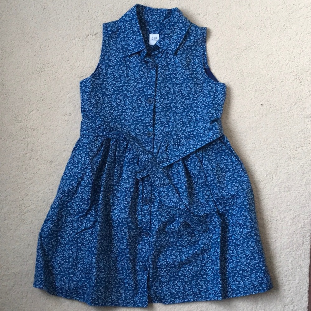 Girls Gap Floral Waist Tie Shirt Dress S